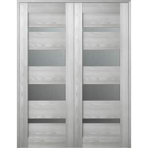 Vona 07-01 72 in. x 80 in. Both Active 4-Lite Frosted Glass Ribeira Ash Wood Composite Double Prehung French Door