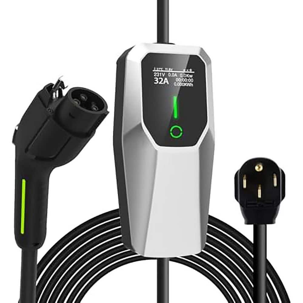 20FT 110-240 Volt Portable Level 1 and 2 EV Charger NEMA 14-50 5-15 Plug with LCD Screen for SAE J1772 Cars price history on PriceWatchPro