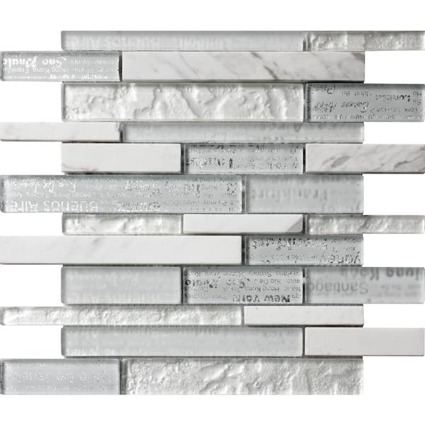 Apollo Tile White and Silver 11.8 in. x 11.8 in. Polished and Textured ...