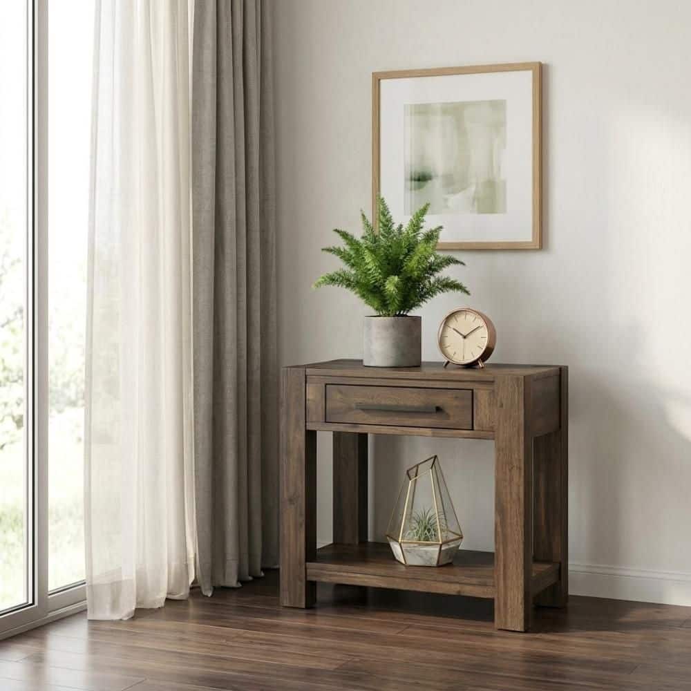Vurakyat Dark Walnut 1 Drawer with Shelf 24 in. W Nightstand price history on PriceWatchPro
