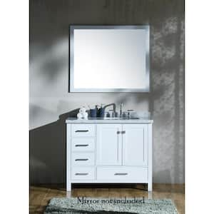 Cambridge 43 in. W x 22 in. D x 36 in. H Bath Vanity in White with Carrara White Marble Top