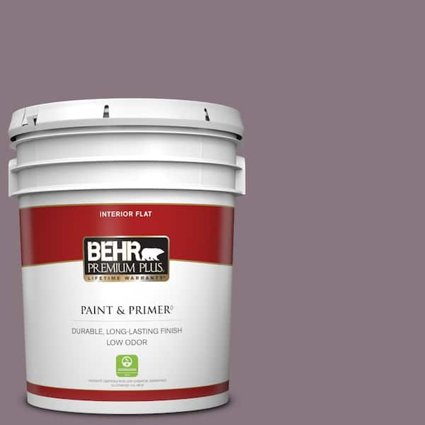 BEHR PREMIUM PLUS 5 gal. #ECC-18-3 Blooming Wisteria Flat Low Odor Interior Paint & Primer