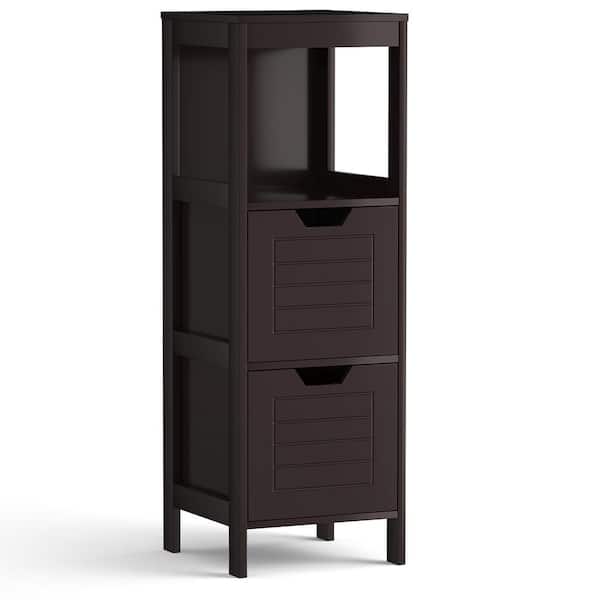 Costway Bathroom Dinnerware and Serving Storage Wooden Floor Cabinet Multifunction Storage Rack Organizer Brown