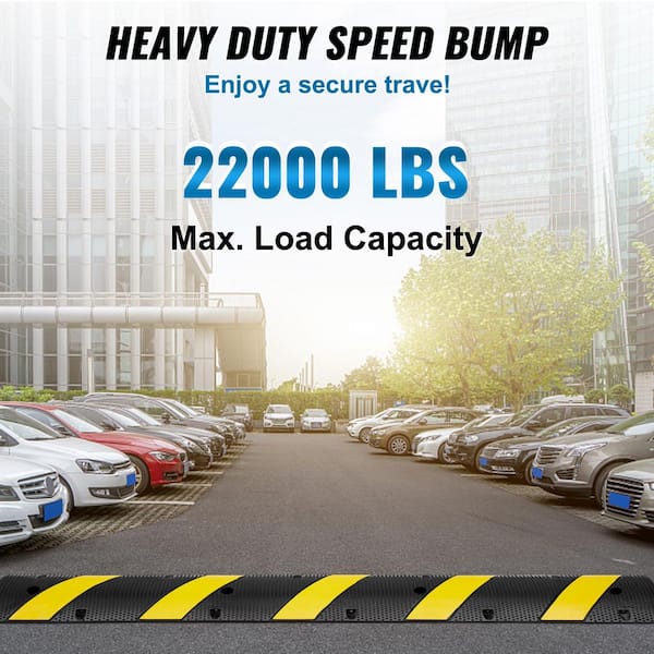 11.81 in. x 6 ft. Cable Protector Ramp, 2 Channel 22000 lbs. Load Raceway Cord Cover Rubber Speed Bump Conduit