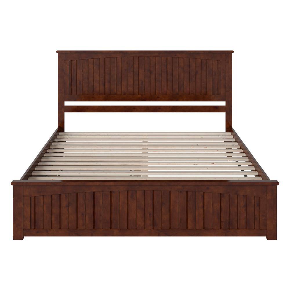 Nantucket Walnut King Wood Platform Bed with Headboard
