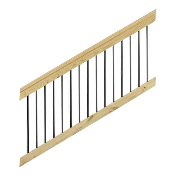 72 in. x 33.5 in. Pressure-Treated Souther Yellow Pine Stair Railing Kit with Black Aluminum Balusters