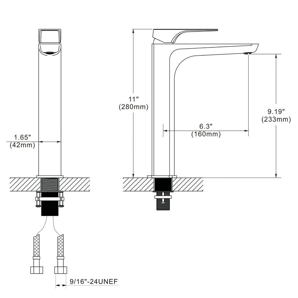 Matte Black High-Arc Brass Bathroom Faucet