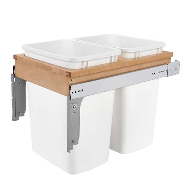 CAN-35-DW) 35-Quart Double Pullout Waste Container System - White