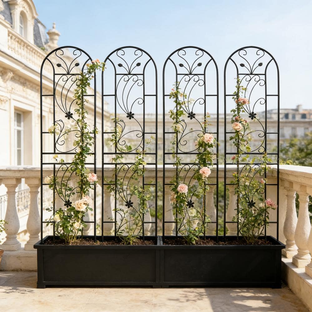 "4-Pack Metal Garden Trellis 86.7""x19.7"" Rustproof Black Peacock Style Support for Climbing Plants & Flowers" price history on PriceWatchPro