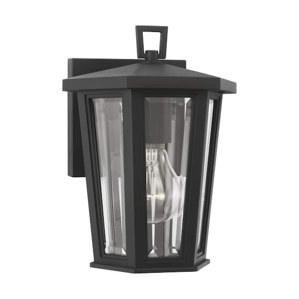 Generation Lighting Witley Mini Textured Black StoneStrong Outdoor Wall Lantern with Clear Beveled Glass