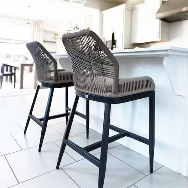PURPLE LEAF Modern Aluminum Twill Wicker Woven Counter Height