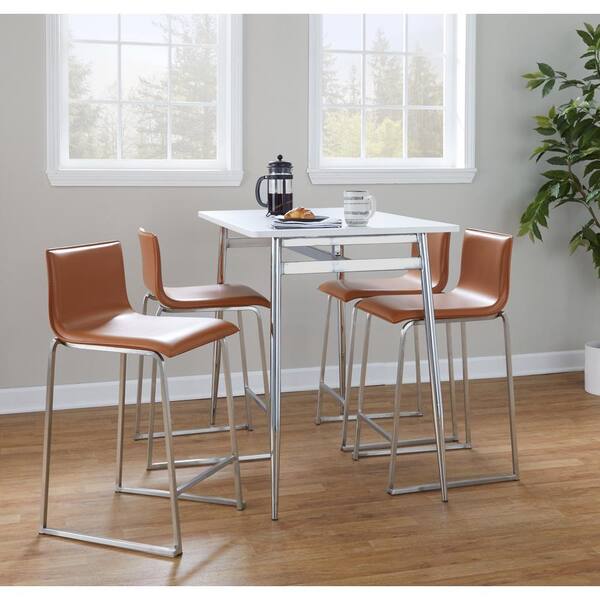 Lumisource MarcelMara 5Piece Camel Faux Leather, Stainless Steel