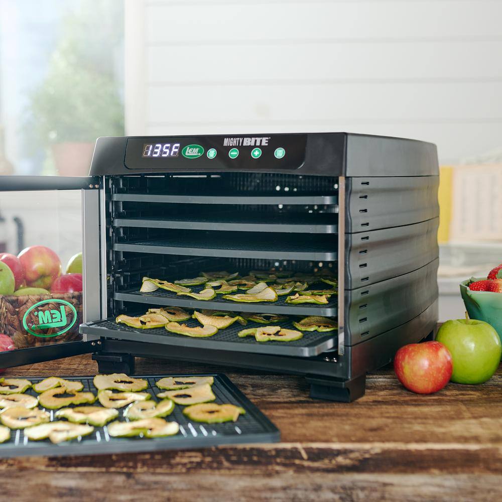 MightyBite 6-Tray Black Polypropylene Food Dehydrator with Timer