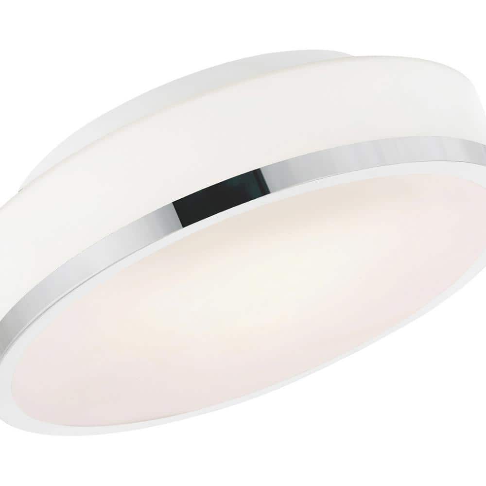 Satin Nickel 10" Contemporary Frosted Glass Drum Flush Mount