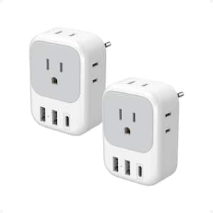 2 Pack European Plug Adapter USB C, US to Europe Adapter 4 Outlets 3 USB Charger, Type C International Power Adaptor