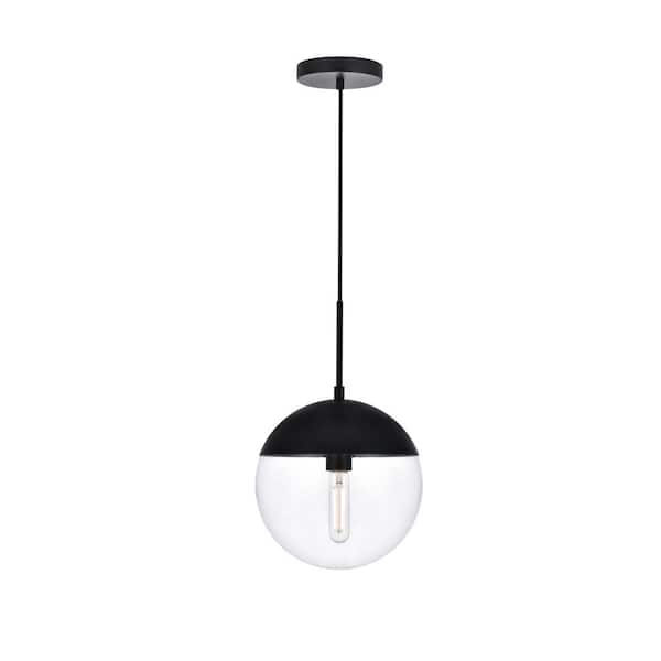 Unbranded Timeless Home 10 in. 1-Light Black and Clear Pendant Light, Bulbs Not Included