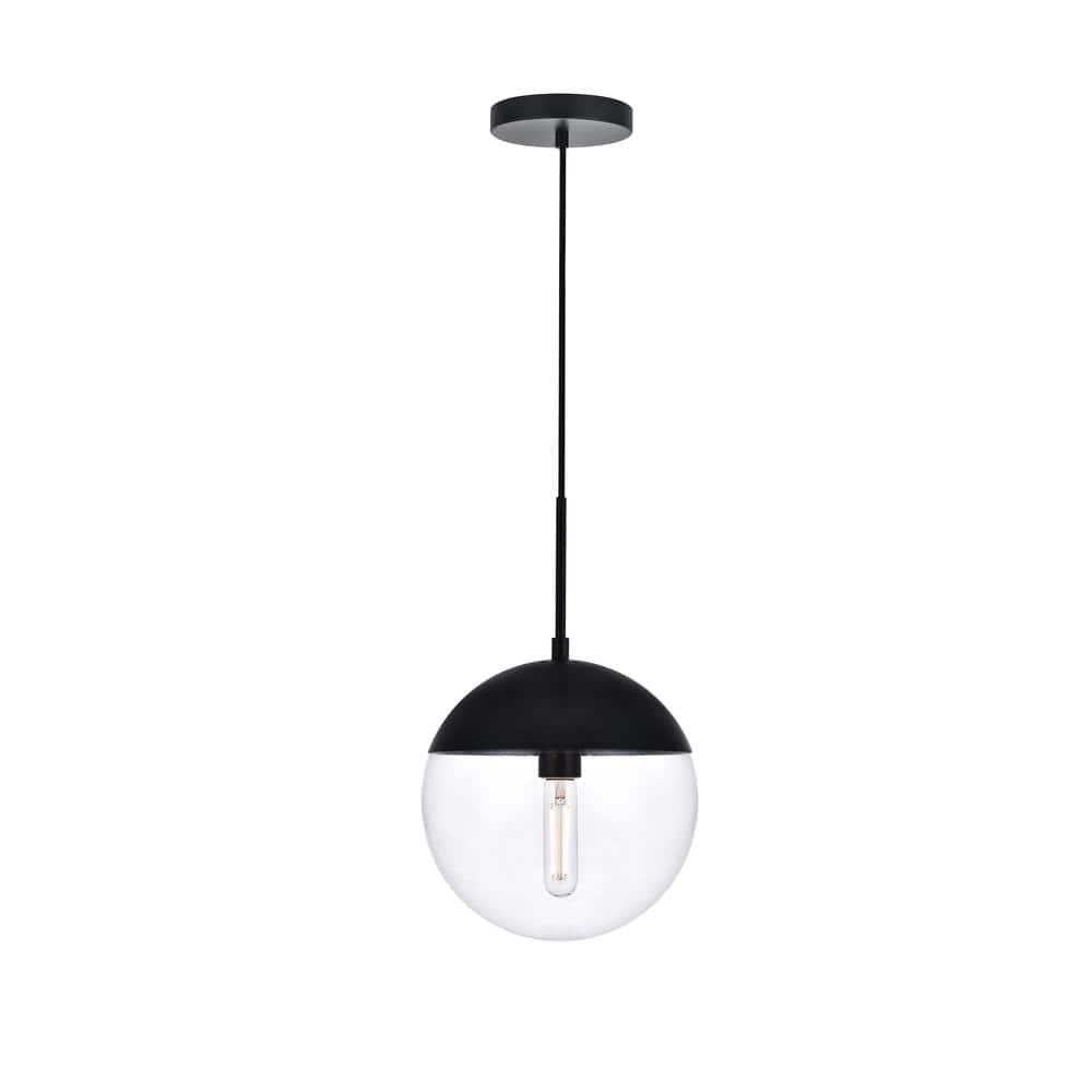 Timeless Home Ellie 1-Light Black Pendant with Clear Glass Shade