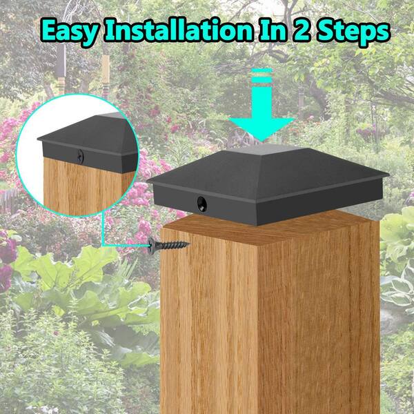 Angel Sar 3.5 in. x 3.5 in. Wood Fence Post Caps, PP Plastic Water-Proof UV-Proof, Keep Post from Cracking and Rotting (24-Pack)