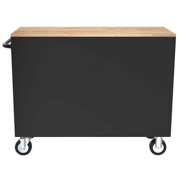 Husky - Tool Storage 46 in. W x 18 in. D 9-Drawer Mobile Workbench Cabinet in Gloss Black