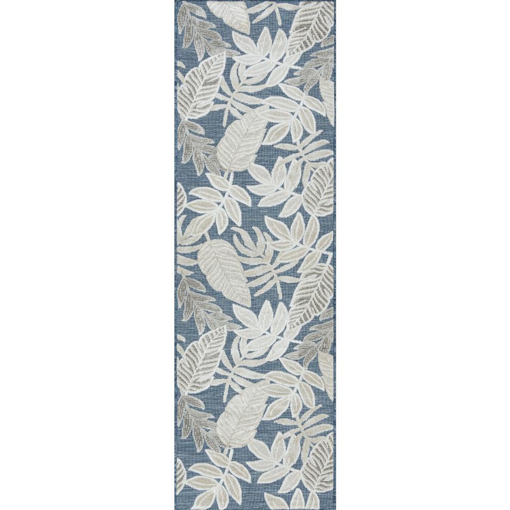 Trendy Dark Blue 2x8 Synthetic Indoor/Outdoor Runner Rug