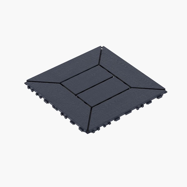 WRIGHTMASTER 1 ft. x 1 ft. Quick Deck PVC Plastic Interlocking Deck Tile in Dark Gray (44 sq. ft. per Box)