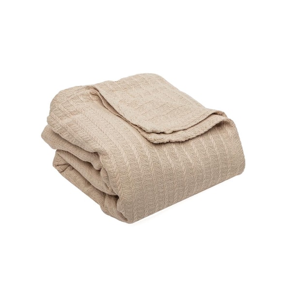 HOME MAISON Layla Cotton King Throw Blanket in Linen