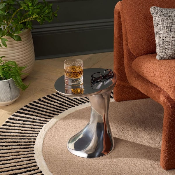Capery 14.3 in. Silver Metal End Table