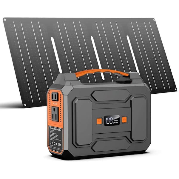 146Wh Portable Power Station with 40W Foldable Solar Panel 100W Generator with AC Outlet for Camping and Outdoor