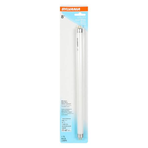 Sylvania branded 8W T5 fluorescent tube warm white 12" 302mm x25 value pack 