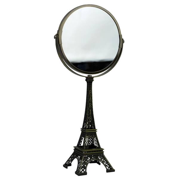 Home Basics Antique French Paris Eiffel Towel Double Sided 3 42 In X 14 25 In X 6 57 In Cosmetic Mirror In Bronze Hdc The Home Depot