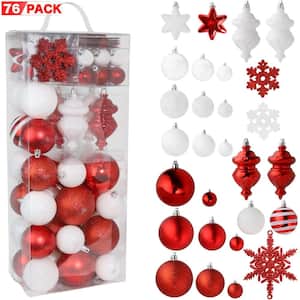 Christmas Snowflake Ball Ornaments - Christmas Hanging Snowflake and Ball Ornament Assortment Set with Hooks