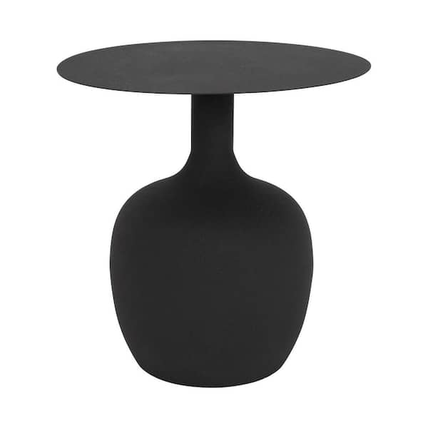 Storied Home Black Modern Textured Metal End Table