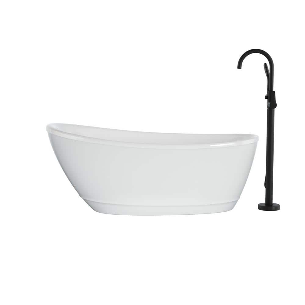 JACUZZI Johanna 59 In. X 30 In. Acrylic Flatbottom Freestanding Soaking ...