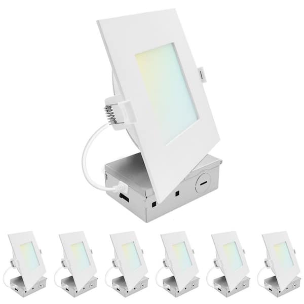 6 in. Integrated LED Square Recessed Light, Mini Panel Light, 5CCT, 1400LM, 15W, 100°, Dimmable, ETL Listed 6 Pack