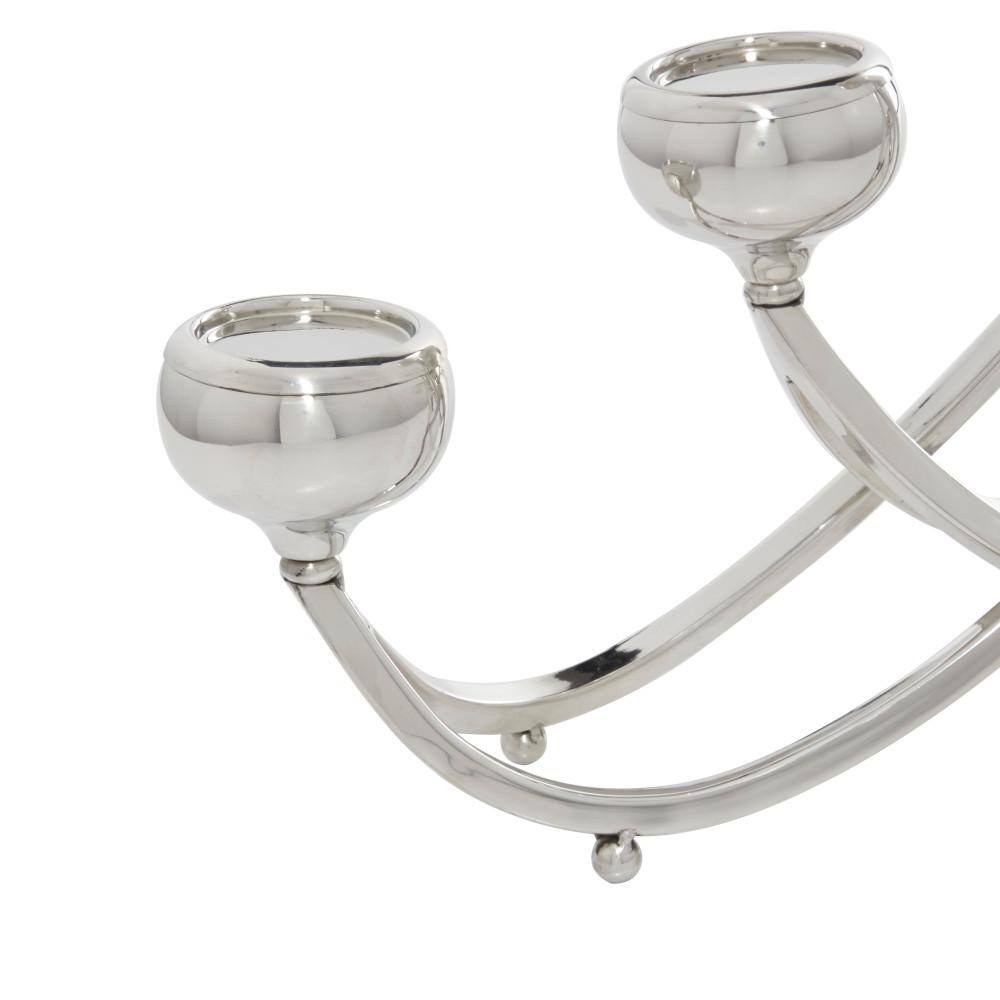 Silver Stainless Steel 28" 6-Holder Candelabra