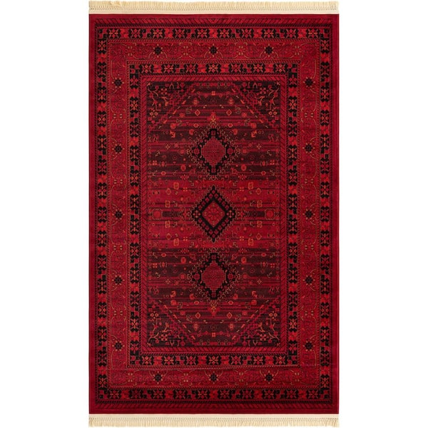 Unique Loom Tekke Lincoln Red 5' 0 x 8' 0 Area Rug