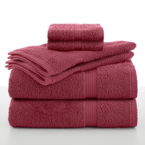 Essentials 6-Piece Soft Red Solid Bath Towel Set