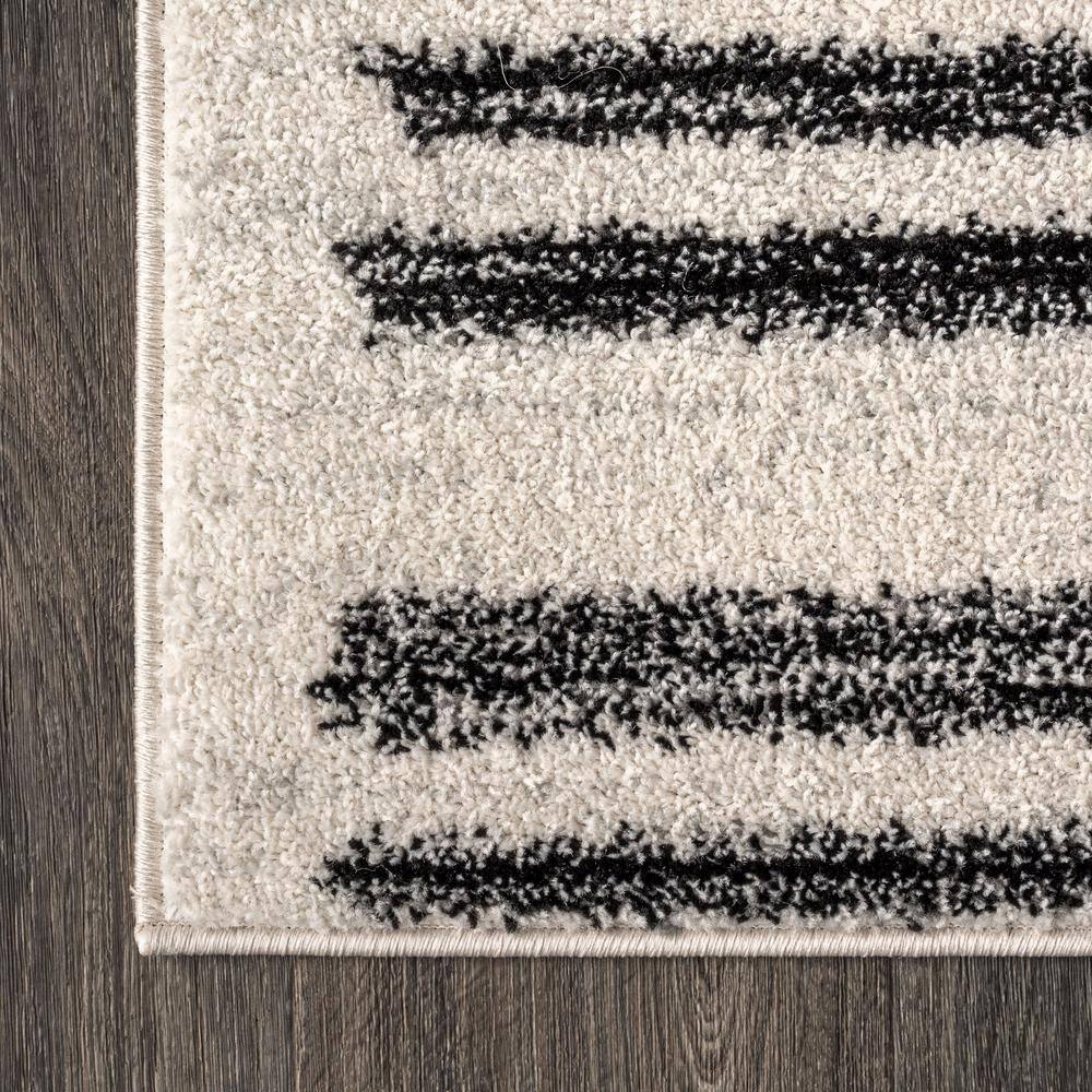 Khalil Cream and Black Striped Synthetic Area Rug