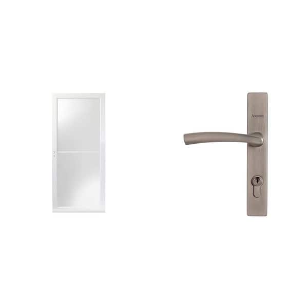 3000 Series 36 in. x 80 in. White Aluminum Storm Door and 3000/4000 Series Dark Nickel Handle Set