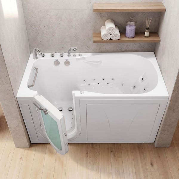ShaK 36 in. x 72 in Walk-In Whirlpool and Air Bath Bathtub in White, Independent Foot Massage, LHS Door, Fast Fill/Drain