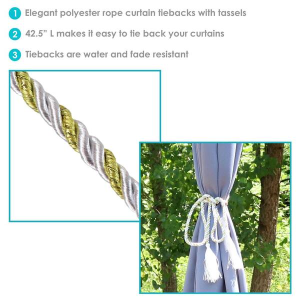 thumbnail image 2 of Sunflex Yellow Cotton Rope Curtain Tiebacks – Pair, New 2 of 6