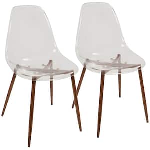 Clara Mid-Century Clear Acrylic and Walnut Modern Dining Chair (Set of 2)