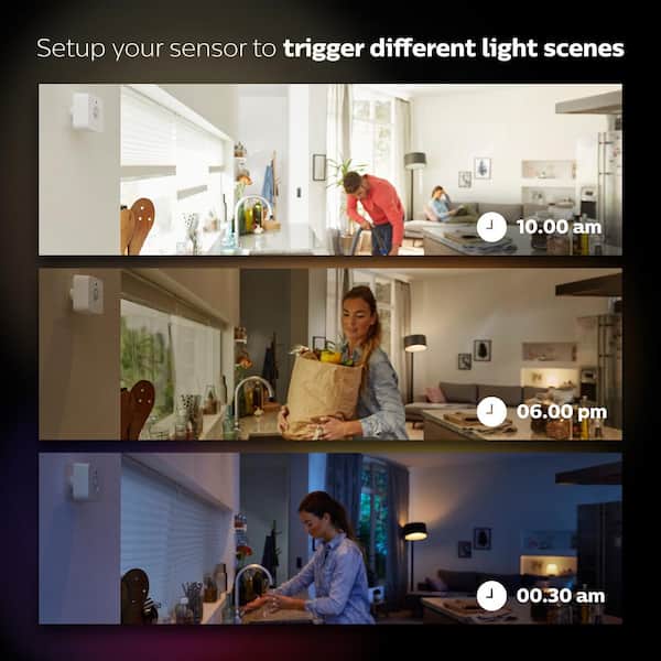 Philips Hue Indoor Motion Sensor for Smart Lights Requires Hue Hub, Installation-Free, Smart Home, Exclusively for Philips Hue Smart Bulbs
