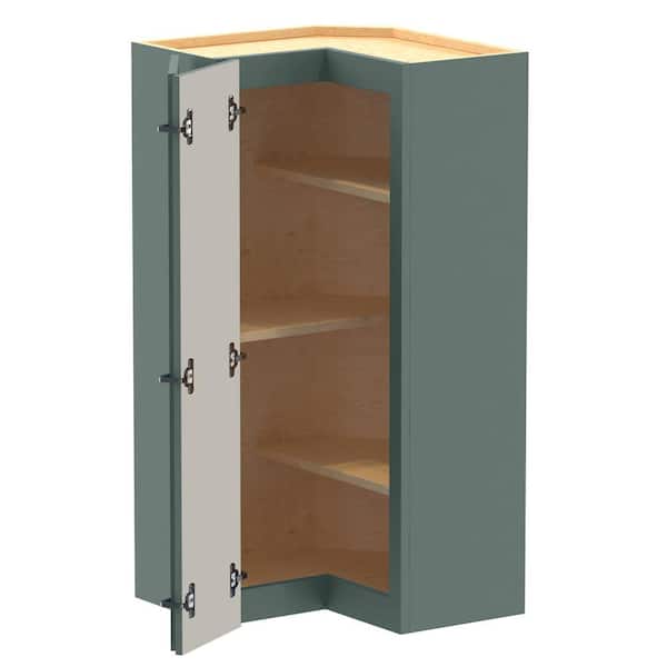 Home Decorators Collection Hargrove 21 in. W x 21 in. D x 42 in. H Assembled Plywood Wall Kitchen Corner Cabinet in Verdant Green with Shelves
