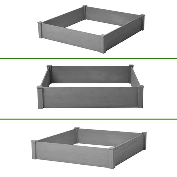 Image of Composite raised garden bed kit square light gray