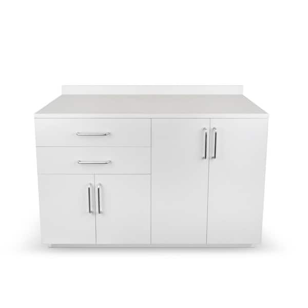 Gray 36.32 in. H x 48 in. W x 19 in. D Exam Room MDF Laundry Room Cabinet with 2-Shelves, 2-Drawers, 4-Doors