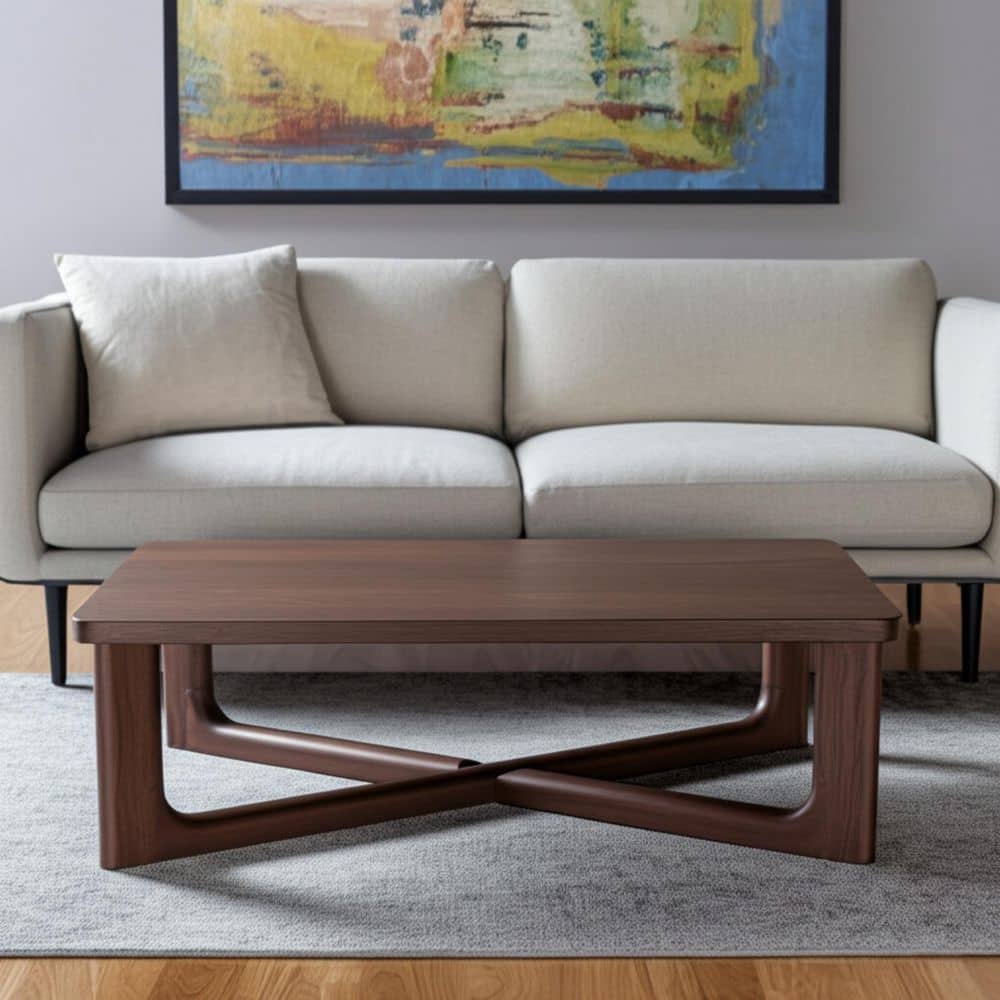 50.00 in. Walnut Rectangle Solid Wood Coffee Table