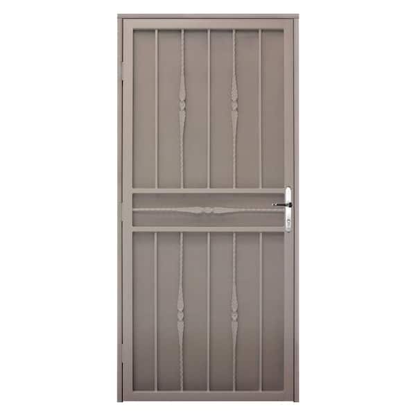 Unique Home Designs 36 in. x 80 in. Cottage Rose Tan Right-Hand Recessed Mount  Door with Expanded Metal Screen and Nickel -DISCONTINUED