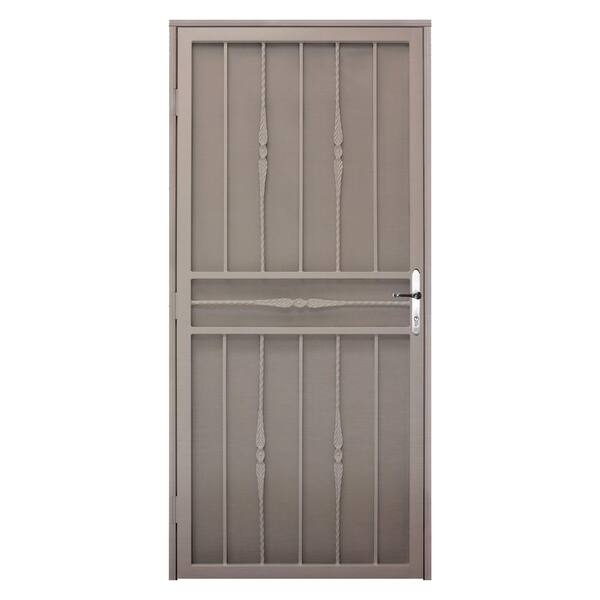Unique Home Designs 36 in. x 80 in. Cottage Rose Tan Recessed Mount Steel Security Door with Expanded Metal Screen and Nickel Hardware