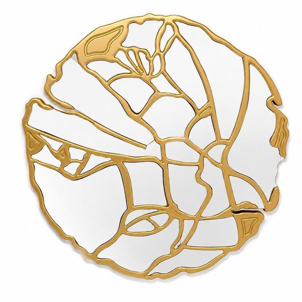 31.5 in. W x 31.5 in. H Round Framed Wall Mirror in Gold with Irregular Sunburst Profile for Living Room and Entryway price history on PriceWatchPro